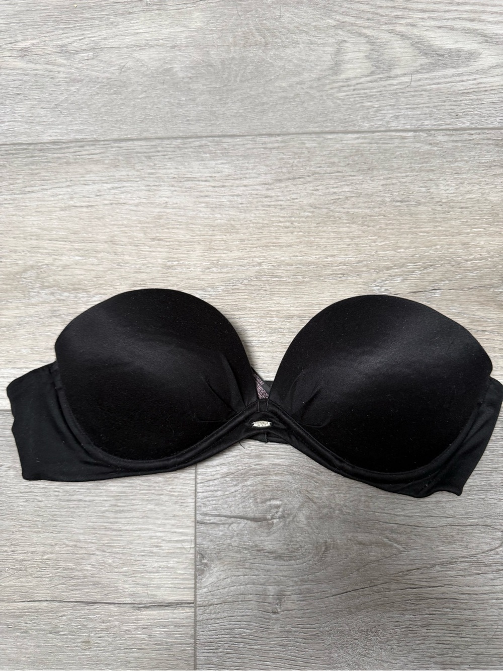 Victoria's Secret Black Strapless Push-Up Bandeau Bra